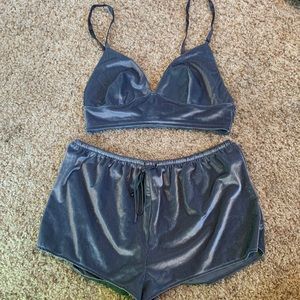 Victorias Secret Velvet Bralette and Shorts Set